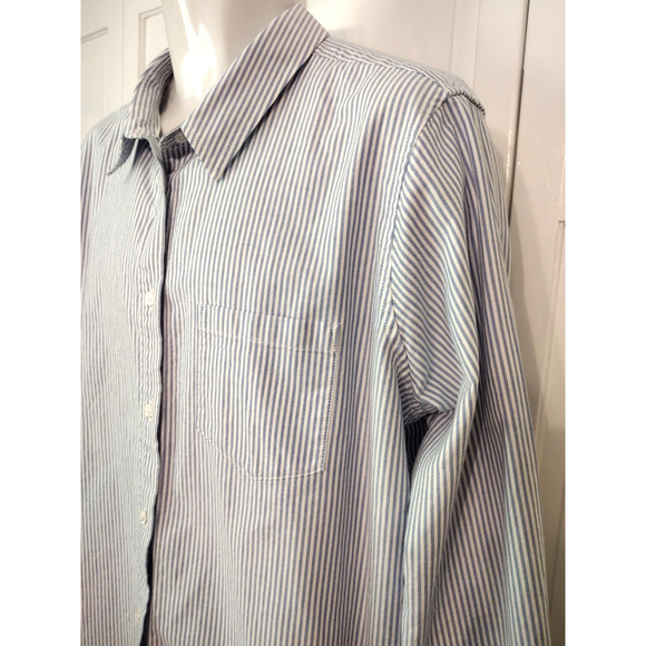 L.L. Bean Shirt Blue Striped Button Down Classic Oxford 100% Organic Cotton XL - Picture 5 of 11